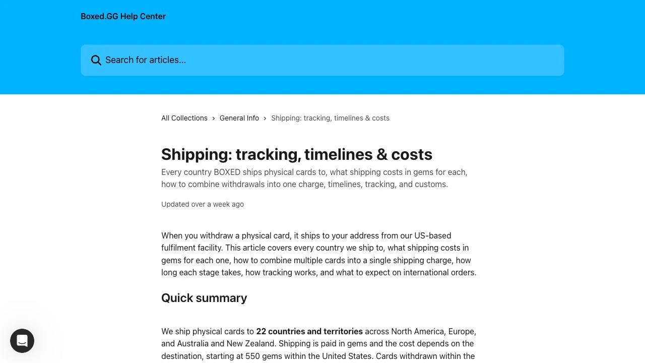 Boxed.gg official shipping guide and summary