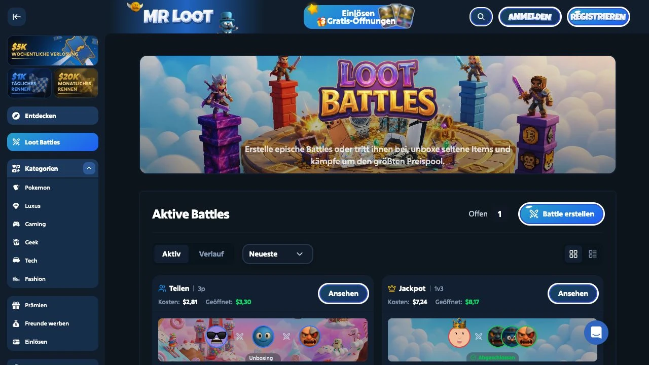MrLoot public battle lobby and mode labels