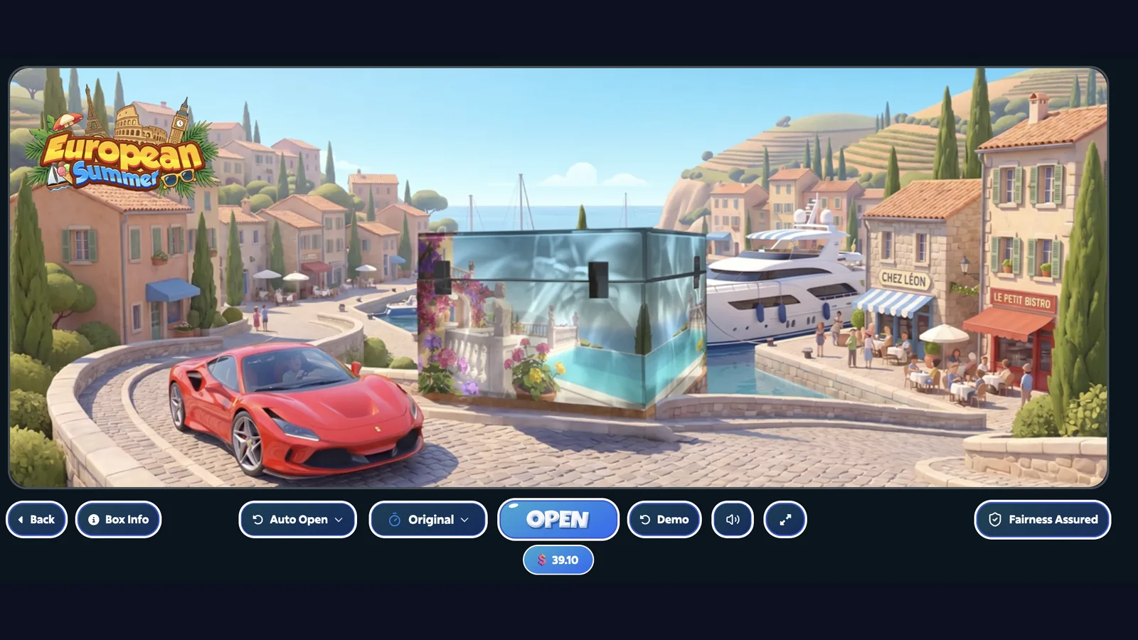 MrLoot European Summer box opening with a Ferrari on a Mediterranean street