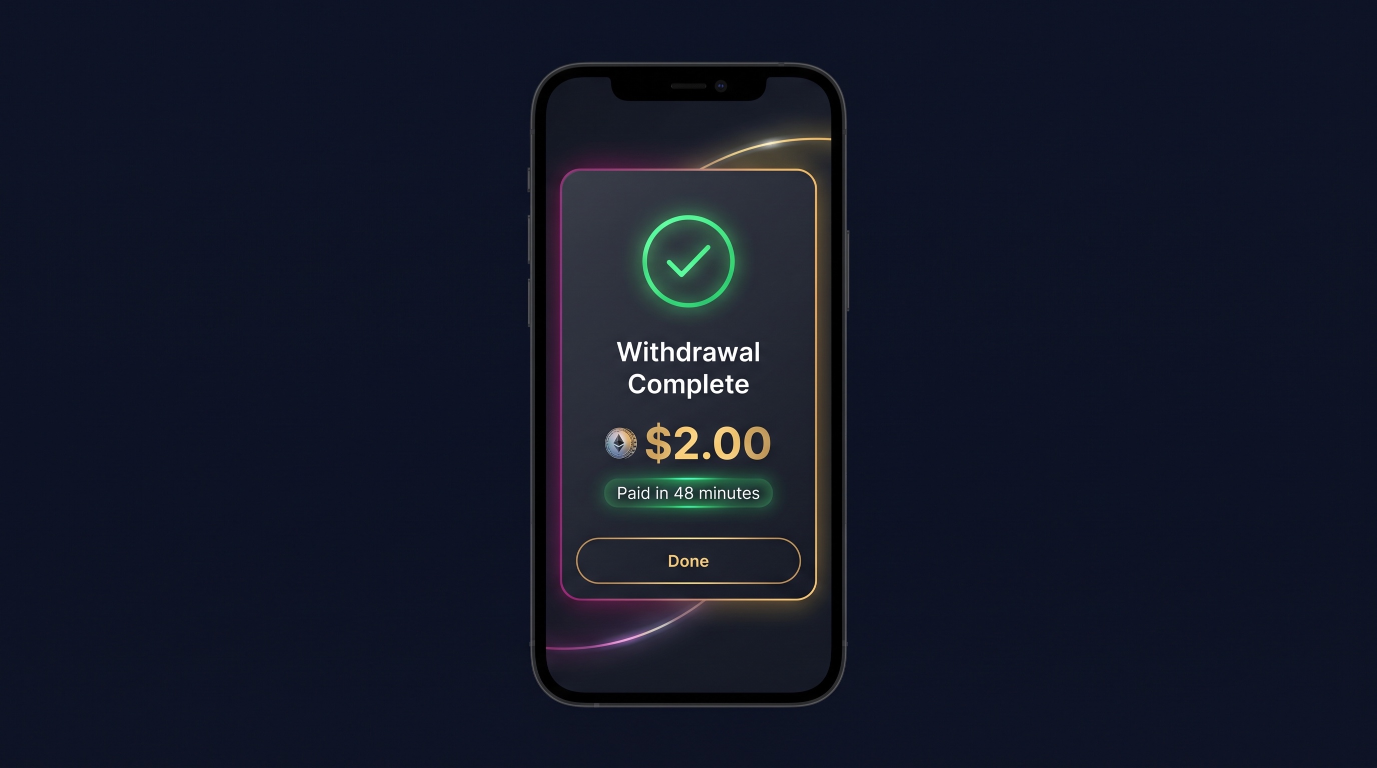 A small test withdrawal confirmation on a mystery box site